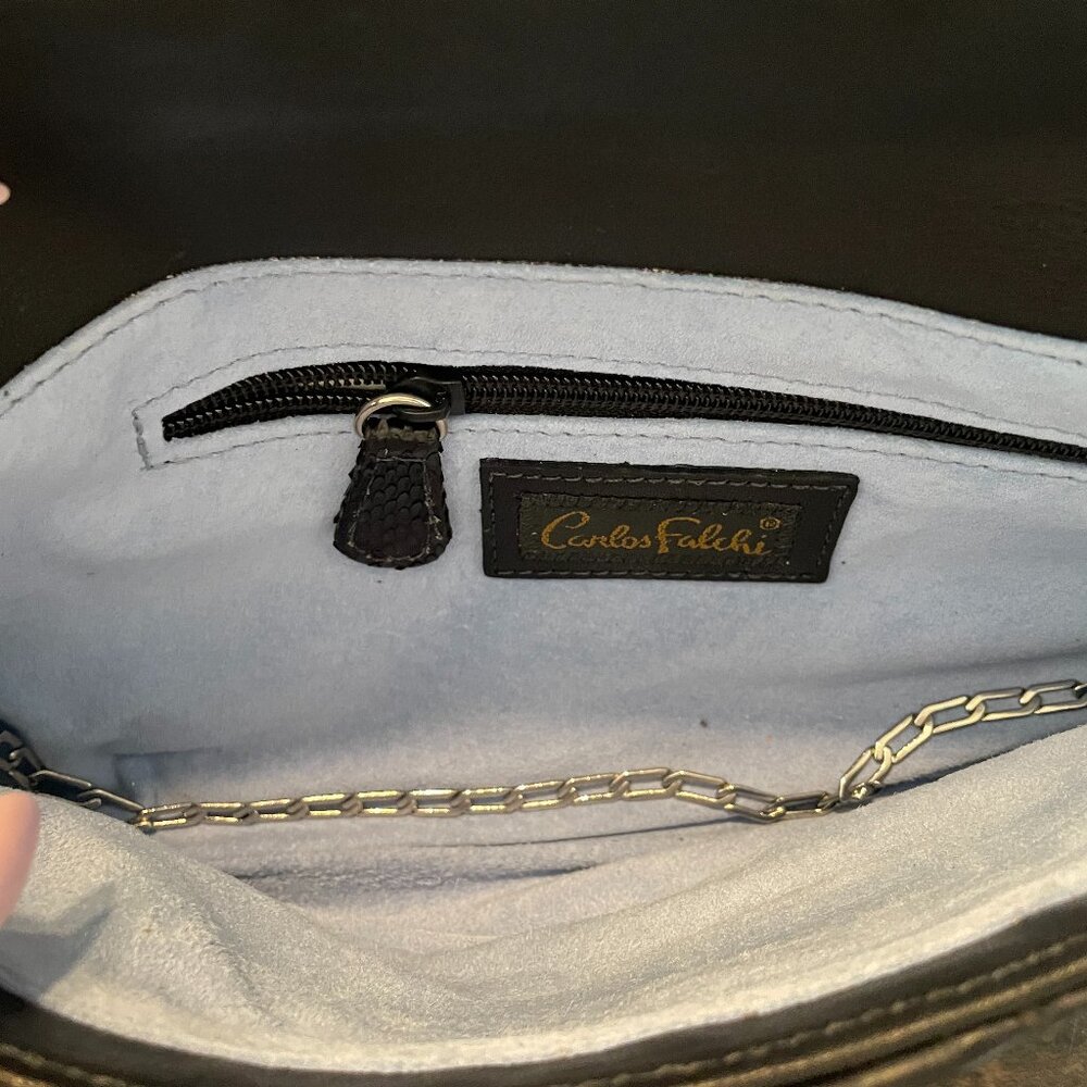 Carlos Falchi Black Python Clutch with silver met… - image 3